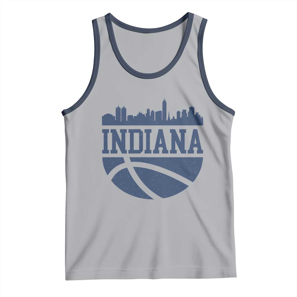 Indiana Skyline Basketball Tank Top Distressed Urban Hoops Graphic for Indy Fans TS02 Athletic Heather Navy Print Your Wear