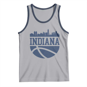 Indiana Skyline Basketball Tank Top Distressed Urban Hoops Graphic for Indy Fans TS02 Athletic Heather Navy Print Your Wear