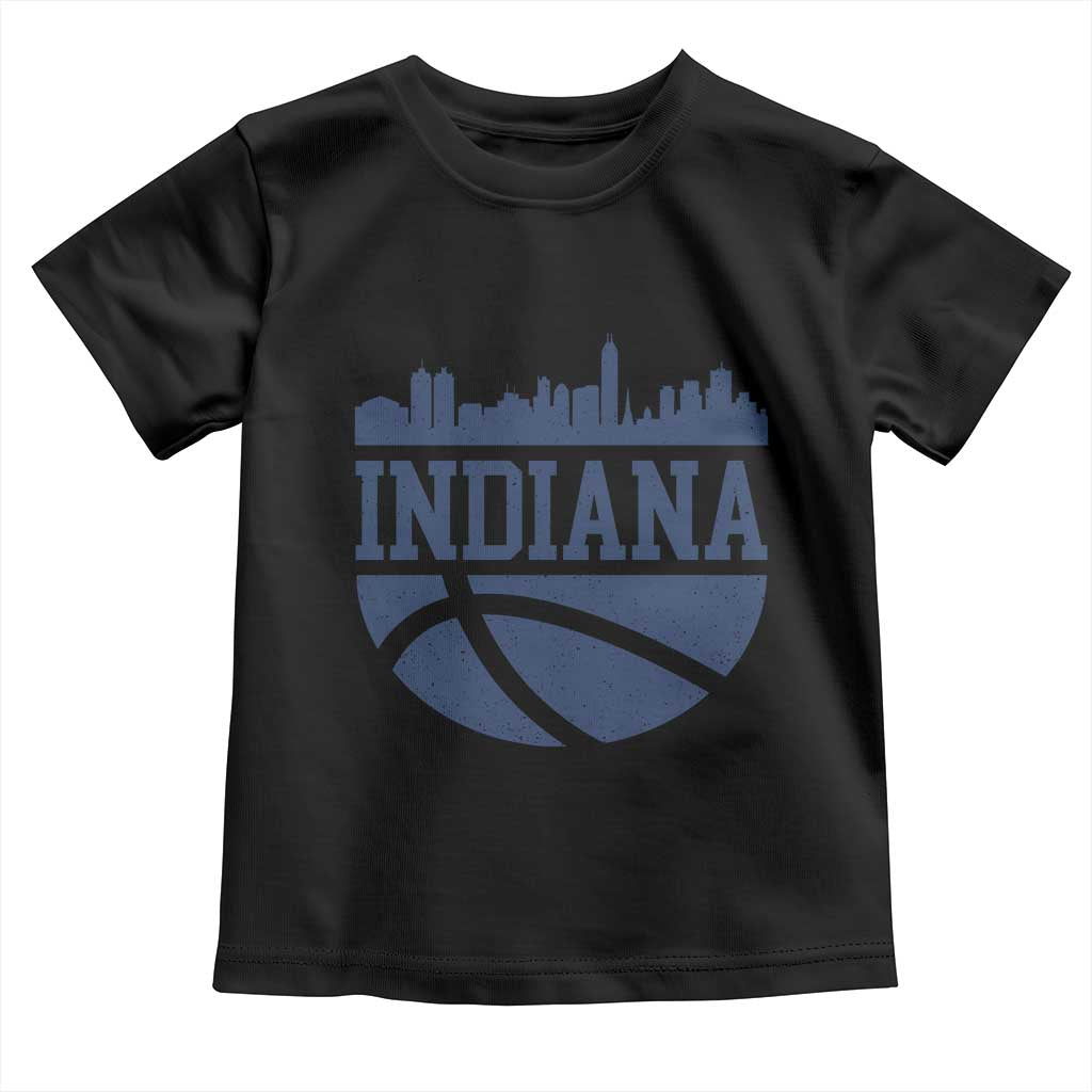 Indiana Skyline Basketball Toddler T Shirt Distressed Urban Hoops Graphic for Indy Fans TS02 Black Print Your Wear