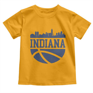 Indiana Skyline Basketball Toddler T Shirt Distressed Urban Hoops Graphic for Indy Fans TS02 Gold Print Your Wear