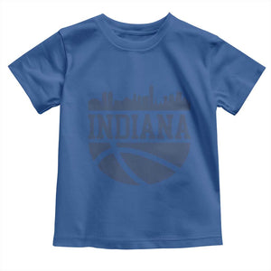 Indiana Skyline Basketball Toddler T Shirt Distressed Urban Hoops Graphic for Indy Fans TS02 Royal Blue Print Your Wear