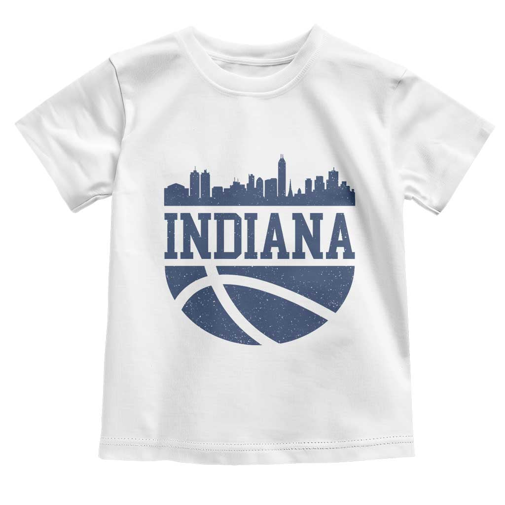Indiana Skyline Basketball Toddler T Shirt Distressed Urban Hoops Graphic for Indy Fans TS02 White Print Your Wear