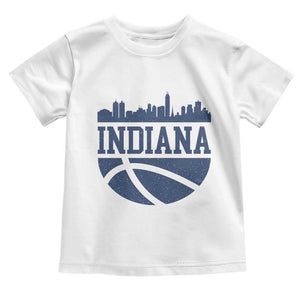 Indiana Skyline Basketball Toddler T Shirt Distressed Urban Hoops Graphic for Indy Fans TS02 White Print Your Wear