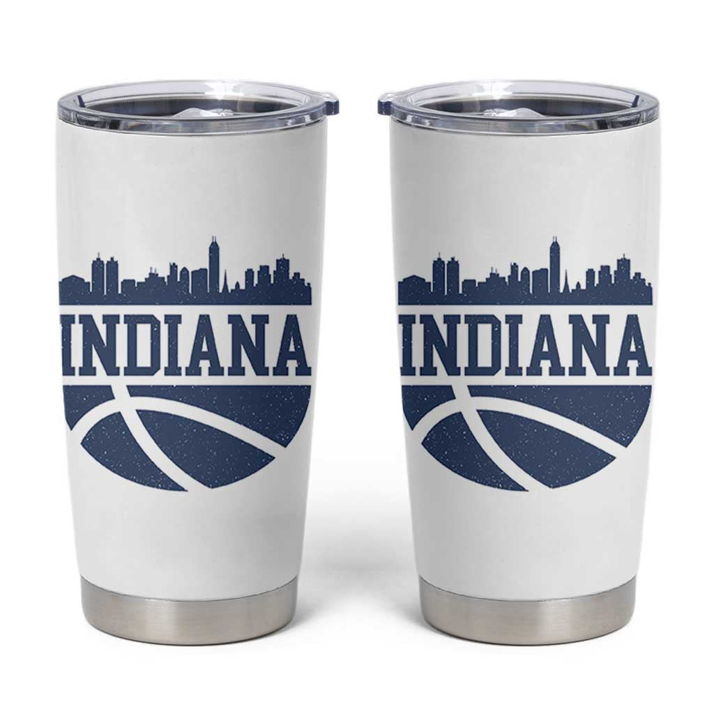 Indiana Skyline Basketball Tumbler Cup Distressed Urban Hoops Graphic for Indy Fans TS02 White Print Your Wear