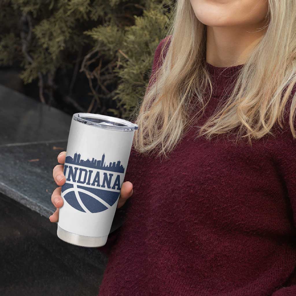 Indiana Skyline Basketball Tumbler Cup Distressed Urban Hoops Graphic for Indy Fans TS02 Print Your Wear
