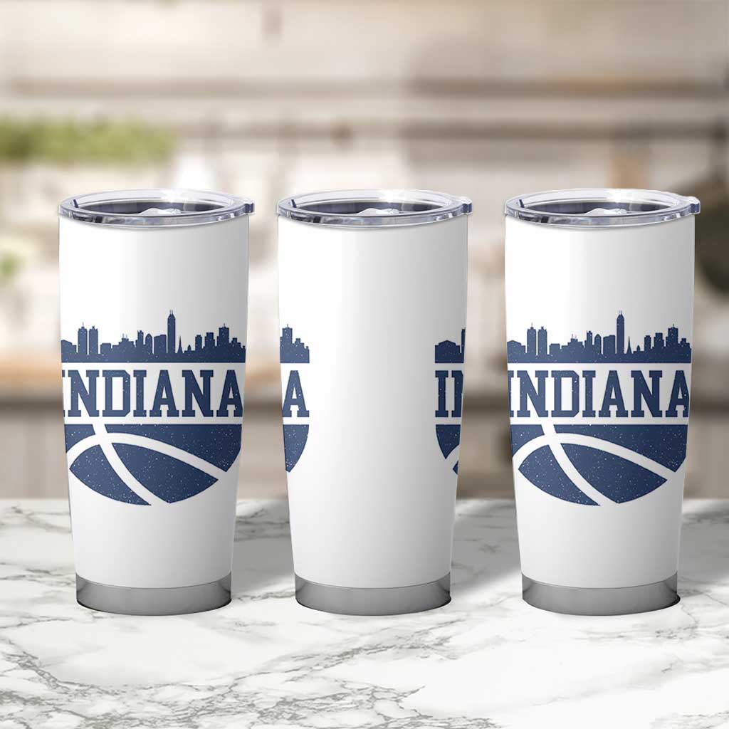 Indiana Skyline Basketball Tumbler Cup Distressed Urban Hoops Graphic for Indy Fans TS02 Print Your Wear