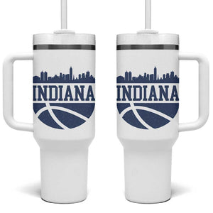 Indiana Skyline Basketball Tumbler With Handle Distressed Urban Hoops Graphic for Indy Fans TS02 One Size: 40 oz White Print Your Wear