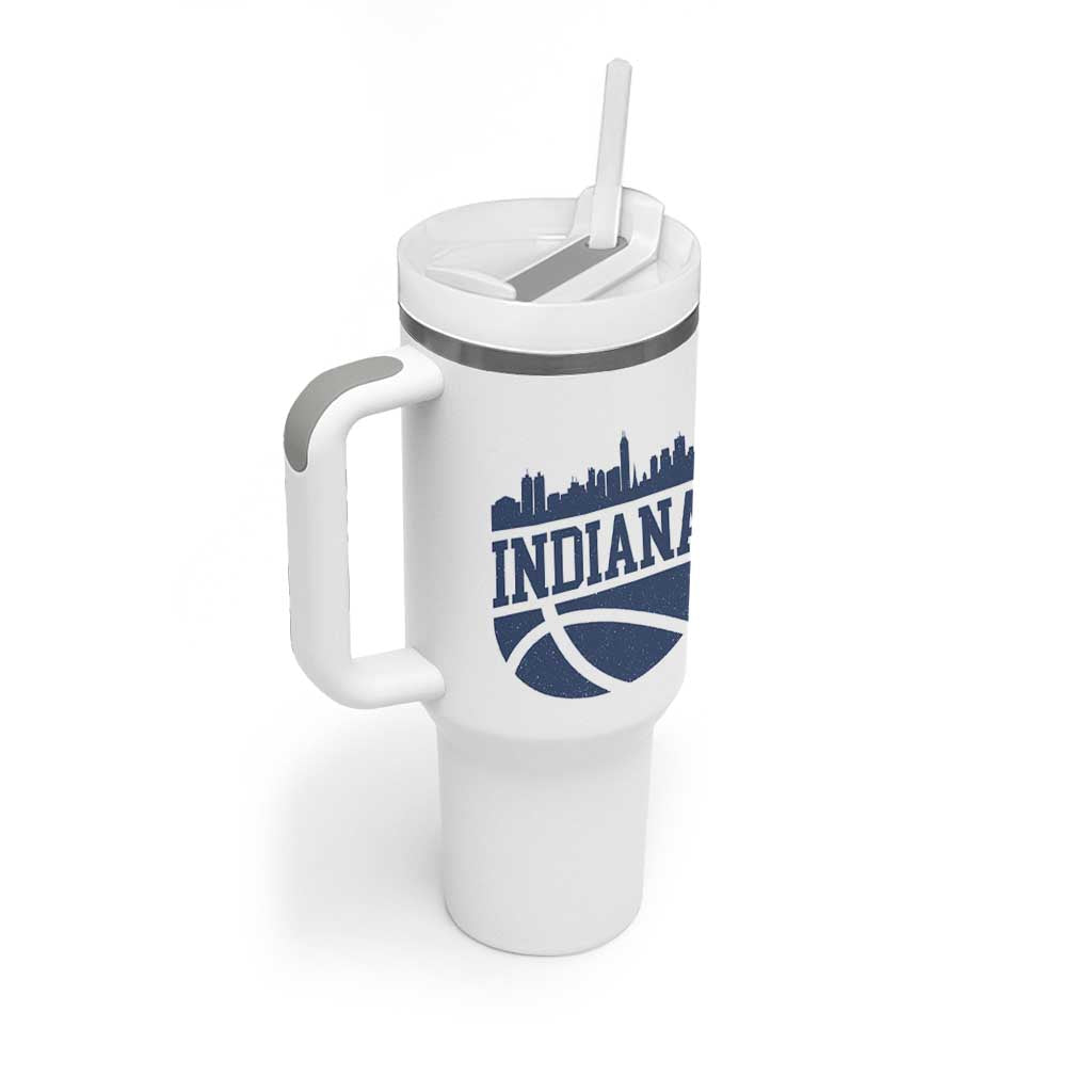 Indiana Skyline Basketball Tumbler With Handle Distressed Urban Hoops Graphic for Indy Fans TS02 Print Your Wear