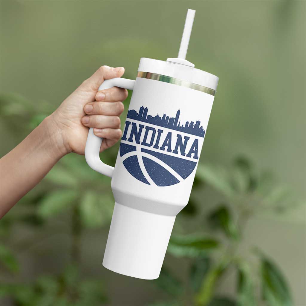 Indiana Skyline Basketball Tumbler With Handle Distressed Urban Hoops Graphic for Indy Fans TS02 Print Your Wear