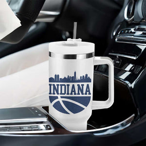 Indiana Skyline Basketball Tumbler With Handle Distressed Urban Hoops Graphic for Indy Fans TS02 Print Your Wear