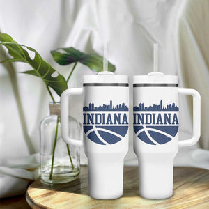 Indiana Skyline Basketball Tumbler With Handle Distressed Urban Hoops Graphic for Indy Fans TS02 Print Your Wear