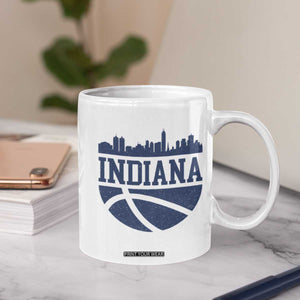 Indiana Skyline Basketball Coffee Mug Distressed Urban Hoops Graphic for Indy Fans TS02 Print Your Wear