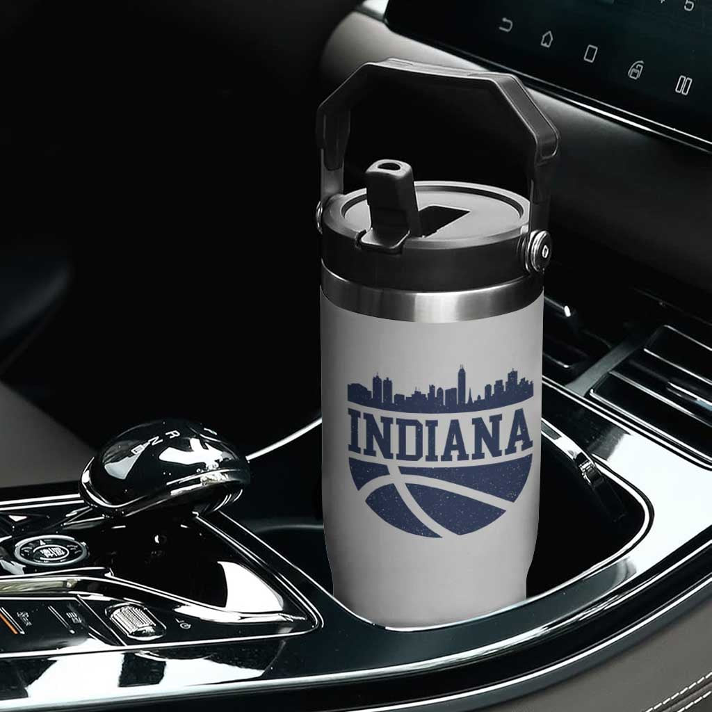 Indiana Skyline Basketball Flip Straw Tumbler Distressed Urban Hoops Graphic for Indy Fans TS02 Print Your Wear
