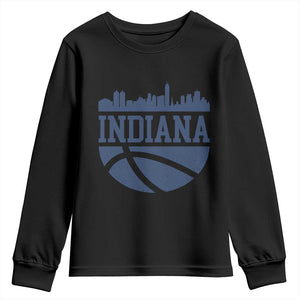 Indiana Skyline Basketball Youth Sweatshirt Distressed Urban Hoops Graphic for Indy Fans TS02 Black Print Your Wear