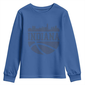Indiana Skyline Basketball Youth Sweatshirt Distressed Urban Hoops Graphic for Indy Fans TS02 Royal Blue Print Your Wear