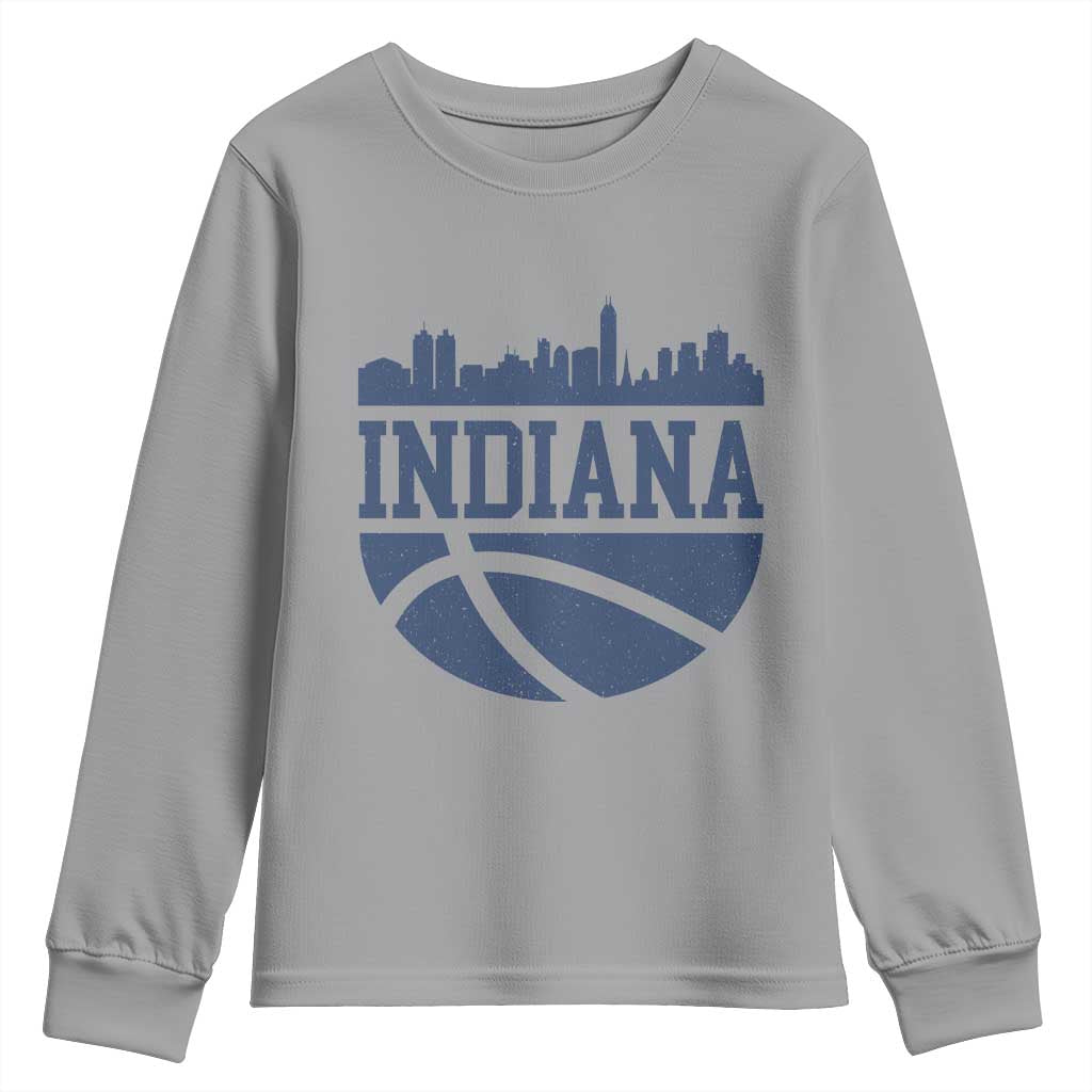 Indiana Skyline Basketball Youth Sweatshirt Distressed Urban Hoops Graphic for Indy Fans TS02 Sport Gray Print Your Wear
