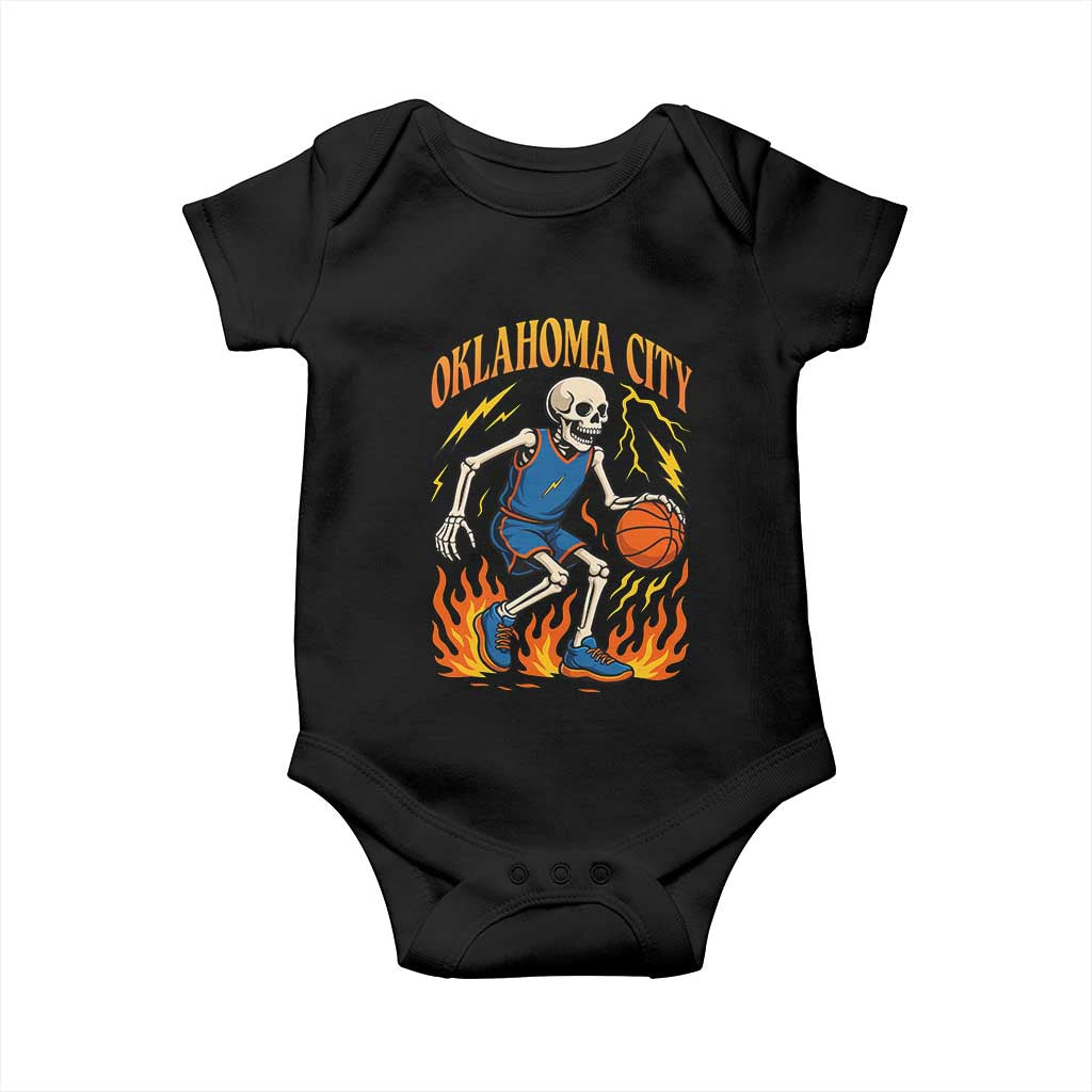 Oklahoma City Basketball Skeleton Baby Onesie OKC Hoops Fan Life Sport Lover TS02 Black Print Your Wear