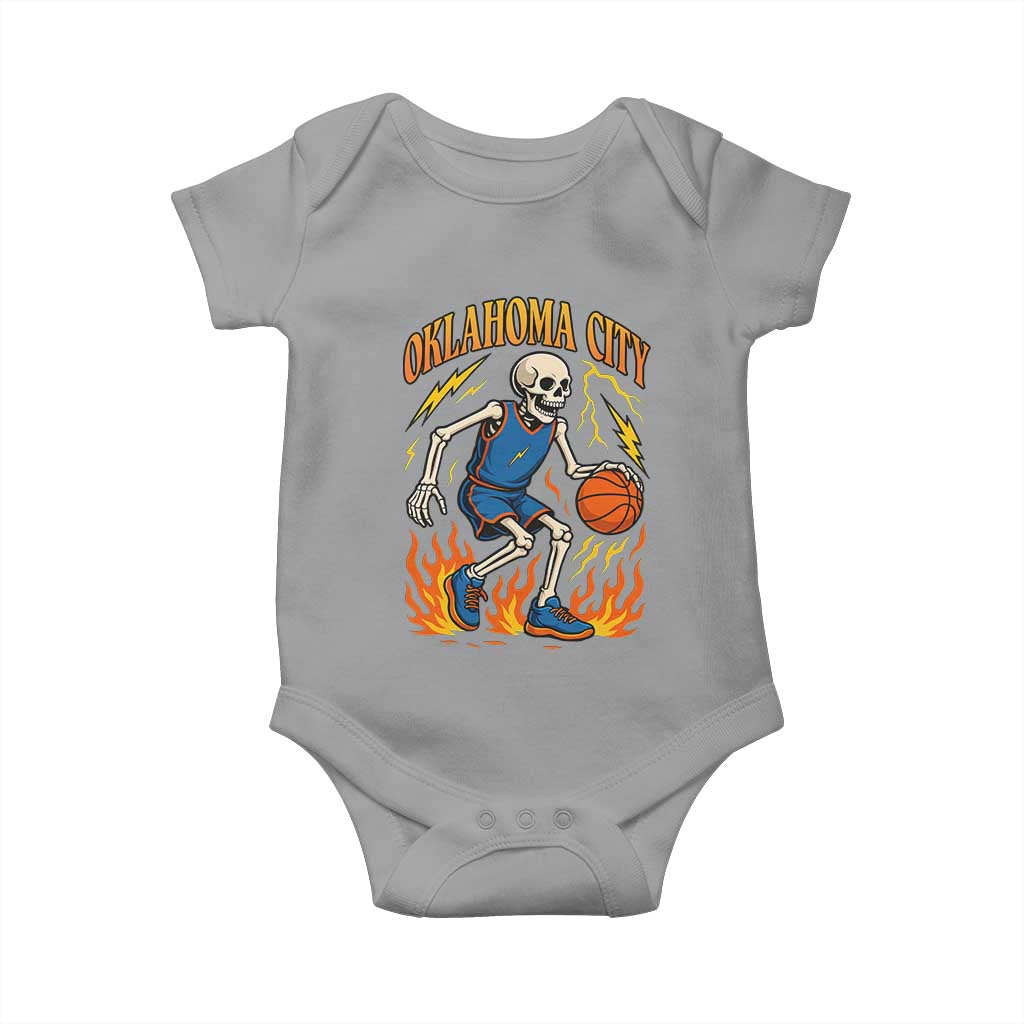 Oklahoma City Basketball Skeleton Baby Onesie OKC Hoops Fan Life Sport Lover TS02 Sport Gray Print Your Wear