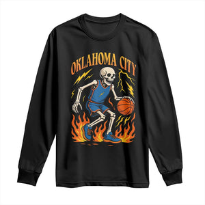 Oklahoma City Basketball Skeleton Long Sleeve Shirt OKC Hoops Fan Life Sport Lover TS02 Black Print Your Wear