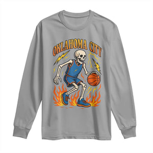 Oklahoma City Basketball Skeleton Long Sleeve Shirt OKC Hoops Fan Life Sport Lover TS02 Sport Gray Print Your Wear