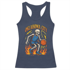 Oklahoma City Basketball Skeleton Racerback Tank Top OKC Hoops Fan Life Sport Lover TS02 Navy Print Your Wear