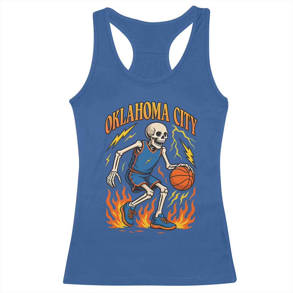Oklahoma City Basketball Skeleton Racerback Tank Top OKC Hoops Fan Life Sport Lover TS02 Royal Blue Print Your Wear