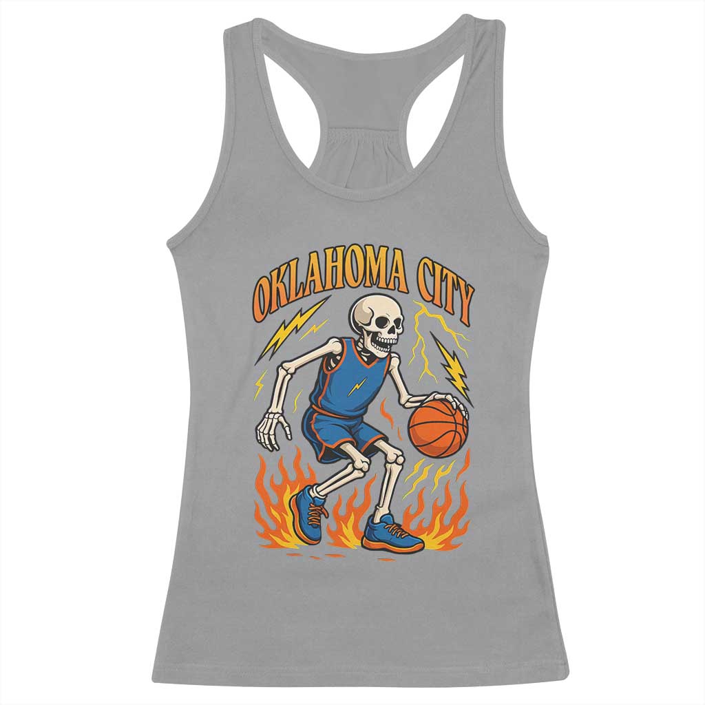 Oklahoma City Basketball Skeleton Racerback Tank Top OKC Hoops Fan Life Sport Lover TS02 Sport Gray Print Your Wear