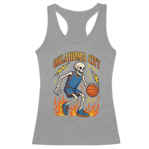 Oklahoma City Basketball Skeleton Racerback Tank Top OKC Hoops Fan Life Sport Lover TS02 Sport Gray Print Your Wear