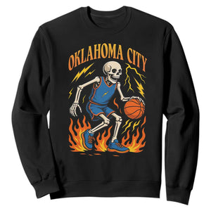 Oklahoma City Basketball Skeleton Sweatshirt OKC Hoops Fan Life Sport Lover TS02 Black Print Your Wear