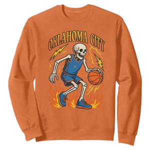 Oklahoma City Basketball Skeleton Sweatshirt OKC Hoops Fan Life Sport Lover TS02 Orange Print Your Wear