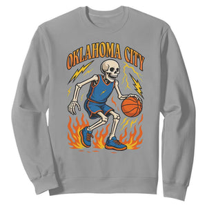 Oklahoma City Basketball Skeleton Sweatshirt OKC Hoops Fan Life Sport Lover TS02 Sport Gray Print Your Wear