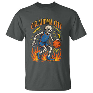 Oklahoma City Basketball Skeleton T Shirt OKC Hoops Fan Life Sport Lover TS02 Dark Heather Print Your Wear
