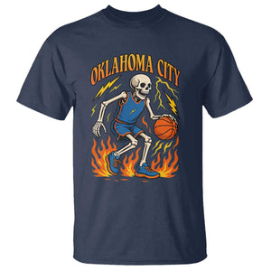 Oklahoma City Basketball Skeleton T Shirt OKC Hoops Fan Life Sport Lover TS02 Navy Print Your Wear