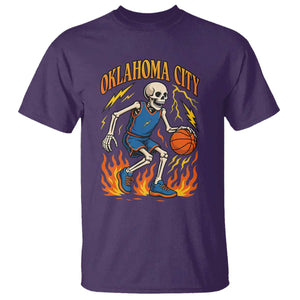 Oklahoma City Basketball Skeleton T Shirt OKC Hoops Fan Life Sport Lover TS02 Purple Print Your Wear