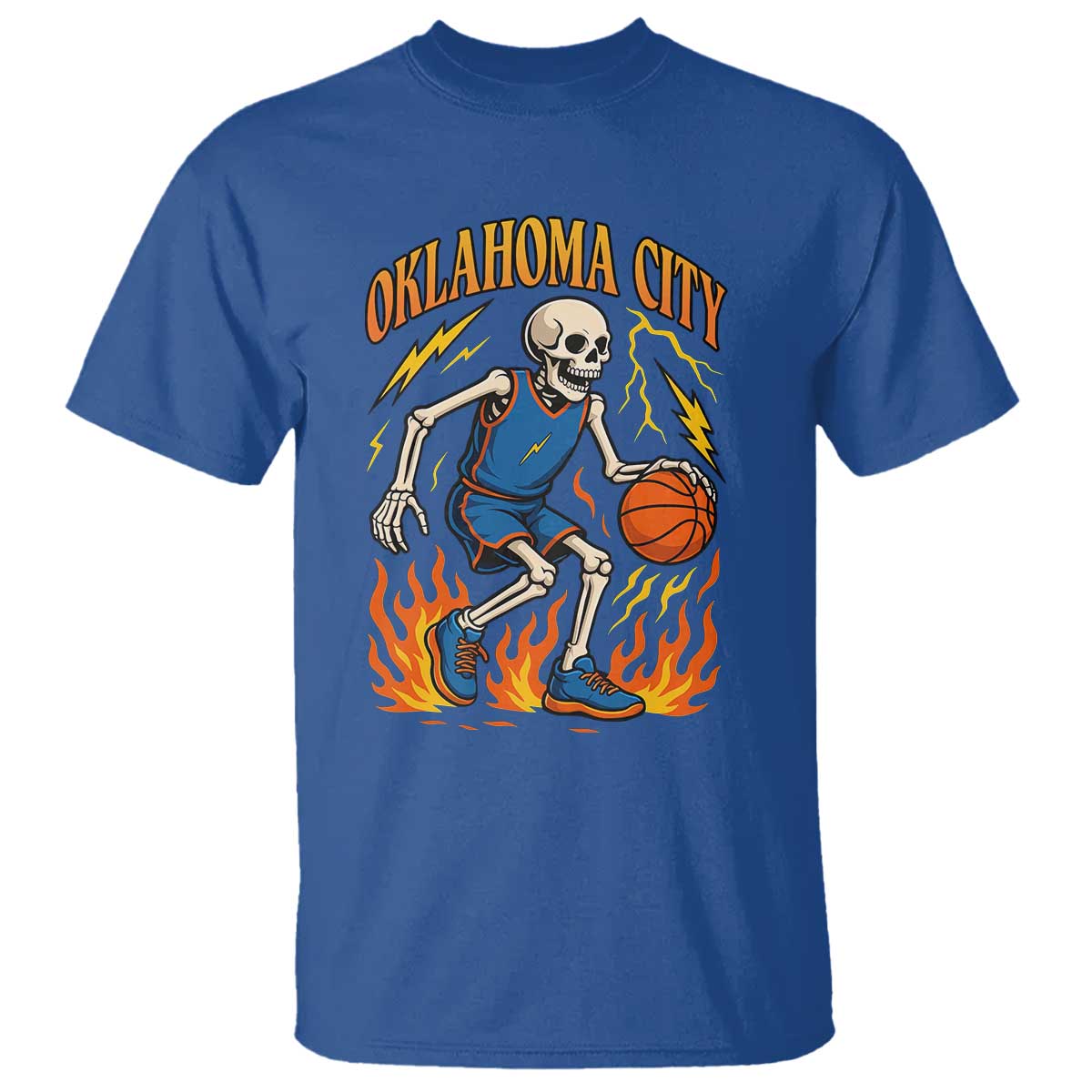 Oklahoma City Basketball Skeleton T Shirt OKC Hoops Fan Life Sport Lover - Print Your Wear