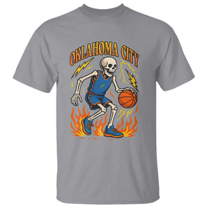 Oklahoma City Basketball Skeleton T Shirt OKC Hoops Fan Life Sport Lover TS02 Sport Gray Print Your Wear