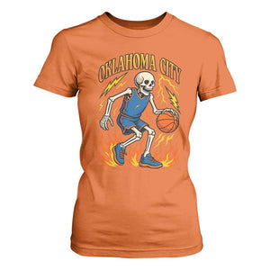 Oklahoma City Basketball Skeleton T Shirt For Women OKC Hoops Fan Life Sport Lover TS02 Orange Print Your Wear