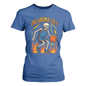 Oklahoma City Basketball Skeleton T Shirt For Women OKC Hoops Fan Life Sport Lover TS02 Royal Blue Print Your Wear