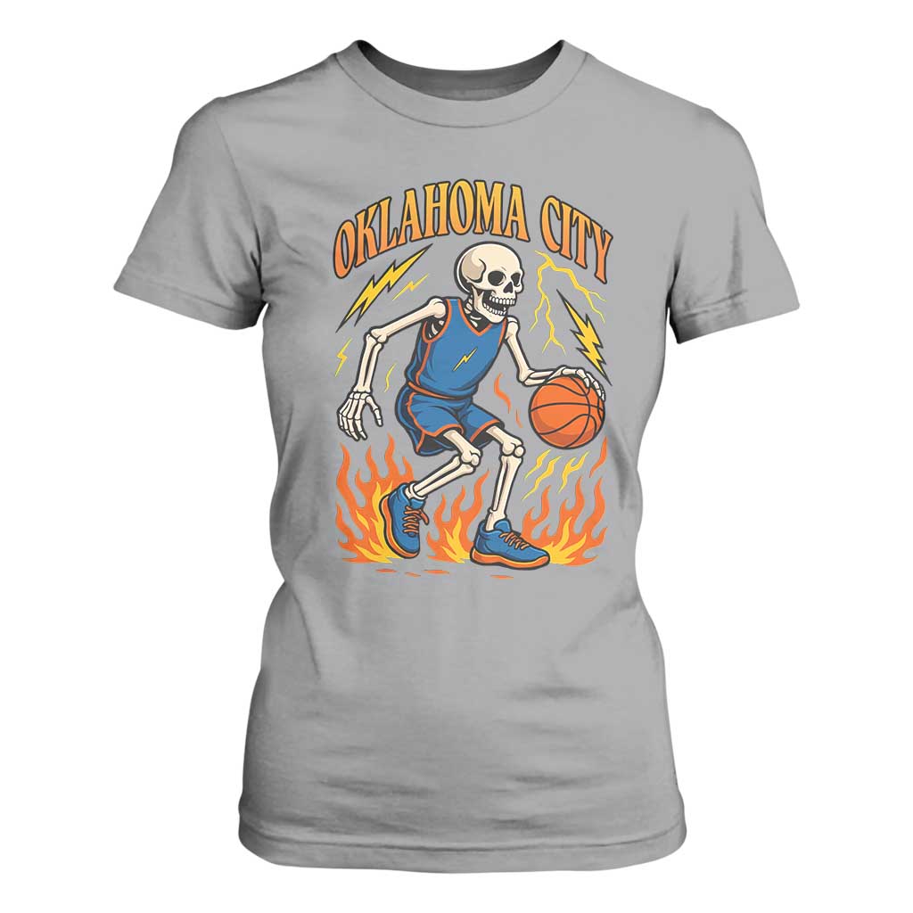 Oklahoma City Basketball Skeleton T Shirt For Women OKC Hoops Fan Life Sport Lover TS02 Sport Gray Print Your Wear