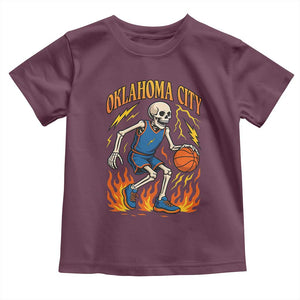 Oklahoma City Basketball Skeleton Toddler T Shirt OKC Hoops Fan Life Sport Lover TS02 Maroon Print Your Wear