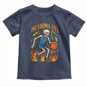 Oklahoma City Basketball Skeleton Toddler T Shirt OKC Hoops Fan Life Sport Lover TS02 Navy Print Your Wear