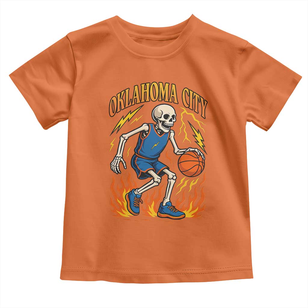 Oklahoma City Basketball Skeleton Toddler T Shirt OKC Hoops Fan Life Sport Lover TS02 Orange Print Your Wear