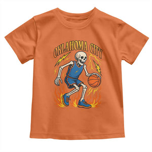 Oklahoma City Basketball Skeleton Toddler T Shirt OKC Hoops Fan Life Sport Lover TS02 Orange Print Your Wear