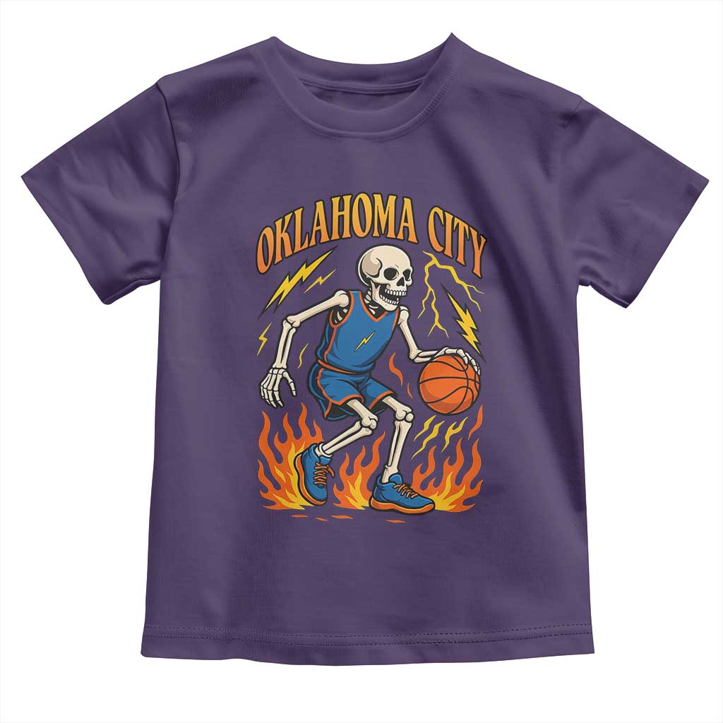 Oklahoma City Basketball Skeleton Toddler T Shirt OKC Hoops Fan Life Sport Lover TS02 Purple Print Your Wear