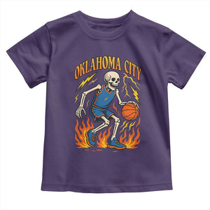 Oklahoma City Basketball Skeleton Toddler T Shirt OKC Hoops Fan Life Sport Lover TS02 Purple Print Your Wear