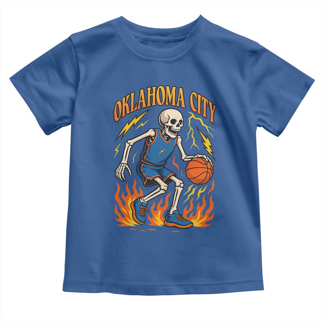 Oklahoma City Basketball Skeleton Toddler T Shirt OKC Hoops Fan Life Sport Lover TS02 Royal Blue Print Your Wear