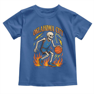 Oklahoma City Basketball Skeleton Toddler T Shirt OKC Hoops Fan Life Sport Lover TS02 Royal Blue Print Your Wear