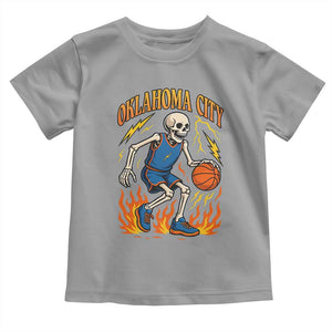 Oklahoma City Basketball Skeleton Toddler T Shirt OKC Hoops Fan Life Sport Lover TS02 Sport Gray Print Your Wear