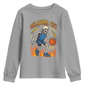 Oklahoma City Basketball Skeleton Youth Sweatshirt OKC Hoops Fan Life Sport Lover TS02 Sport Gray Print Your Wear