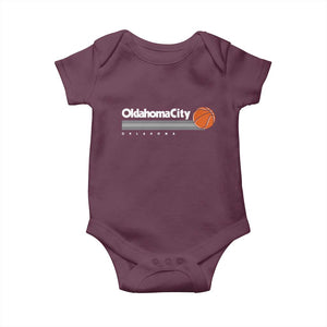 Retro Oklahoma City Basketball Baby Onesie Vintage OKC Hoops Lover Sports Fan TS02 Maroon Print Your Wear